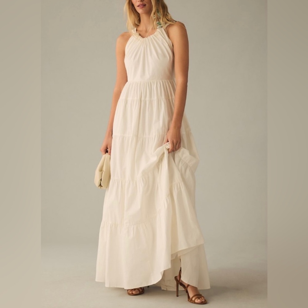 Anthropologie Forever That Girl Tiered Ruched Back Bow Dress - Picture 1 of 13